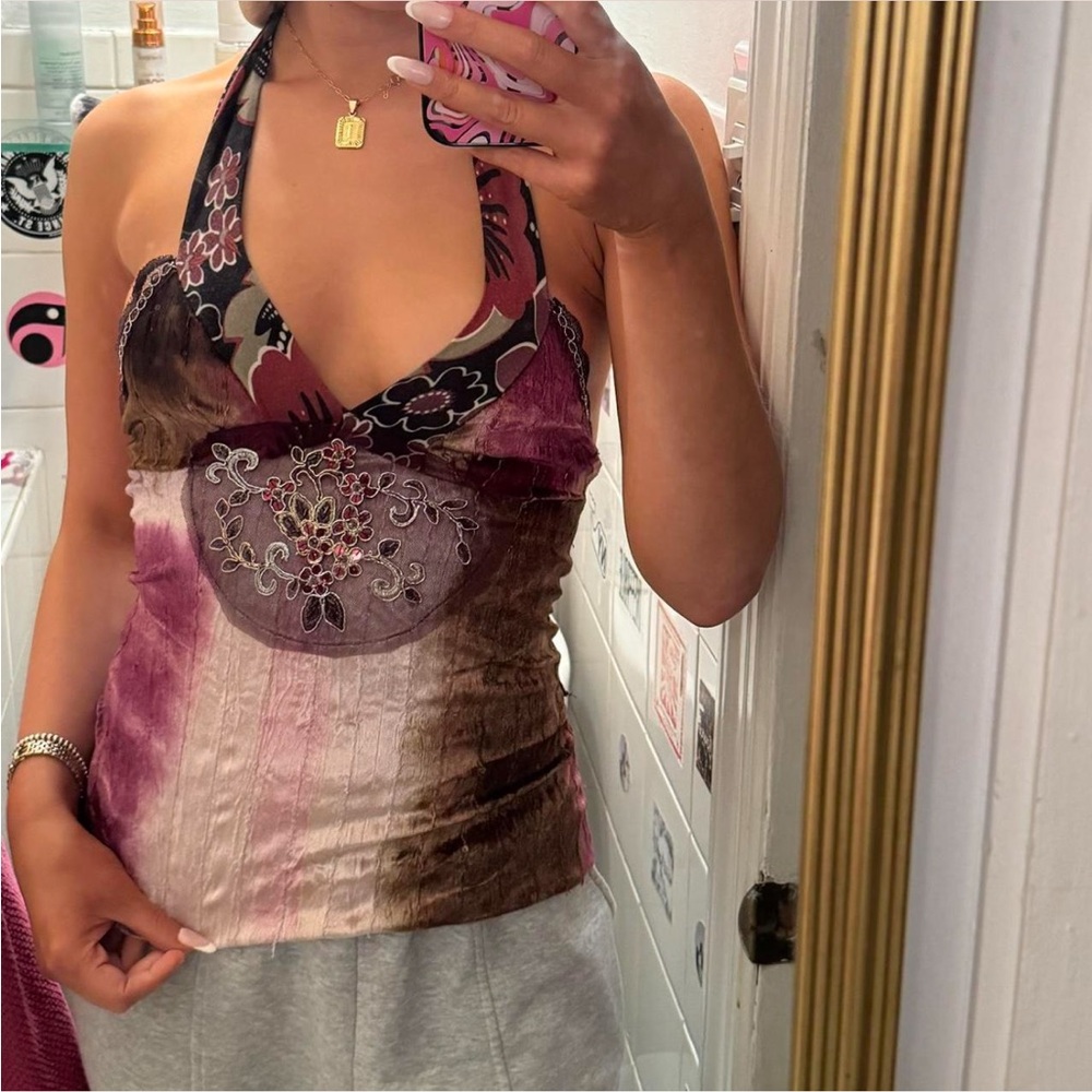 Floral Halter Top - Multicolor - Picture 2 of 3